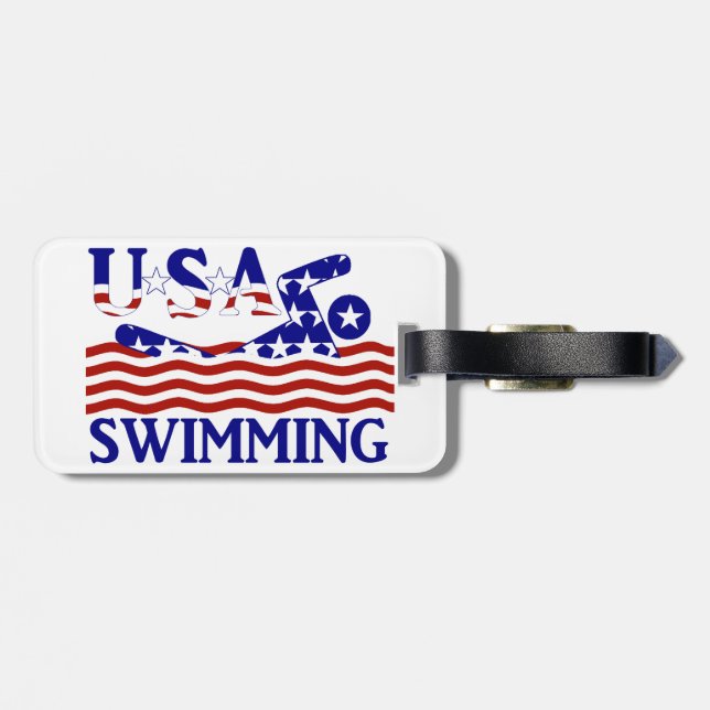 Étiquette À Bagage USA Patriotique Sports de natation (Dos horizontal)