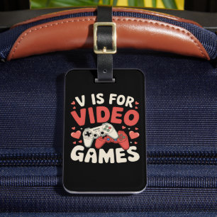 Étiquette À Bagage V est pour les jeux vidéo drôle de la Saint-Valent