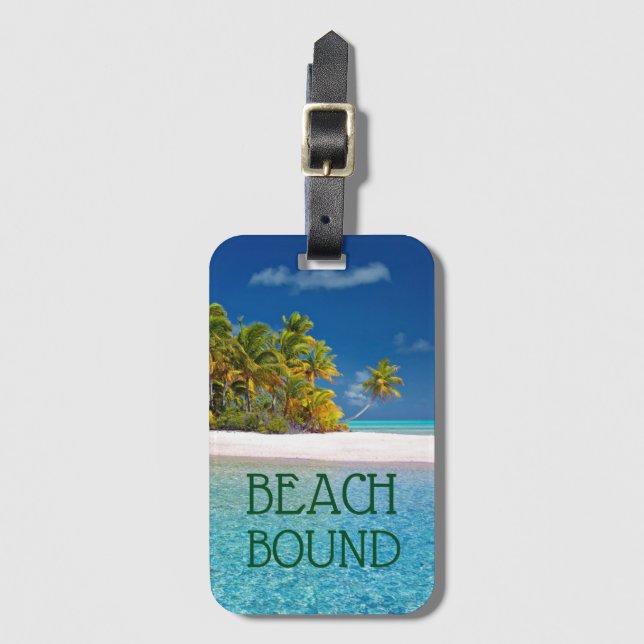 Étiquette À Bagage Vacances attachées de plage tropicale (Devant Vertical)