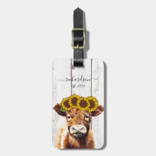 Étiquette À Bagage Vache avec Tournesol Couronne Sac fourre-tout de s