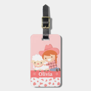 Étiquette À Bagage Vache mignonne et filles au mouton personnalisées