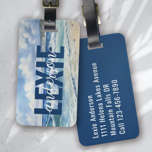 Étiquette À Bagage Vagues bleu océan personnalisées