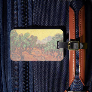 Étiquette À Bagage Van Gogh Oliviers avec ciel jaune et soleil