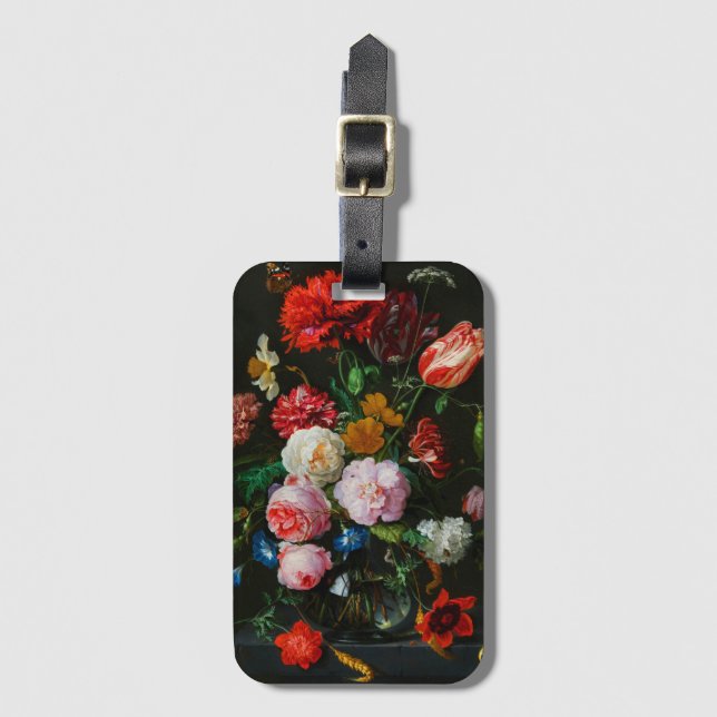 Étiquette À Bagage Vase de verre avec des fleurs (Devant Vertical)
