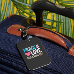 Étiquette À Bagage Vecteur Peace Love Bouledogue