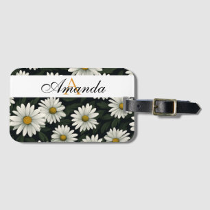 Étiquette À Bagage Vector White Daisy Seamless Motif Monogramme