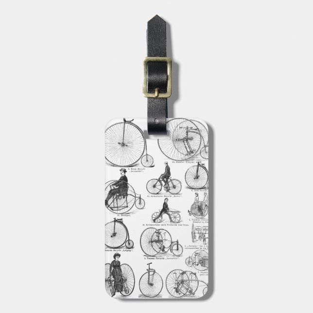 Étiquette À Bagage Vélo à grande roue Penny Farthing (Devant Vertical)