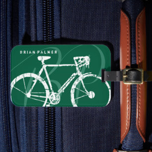 Étiquette À Bagage Vélo / Cycliste Vert
