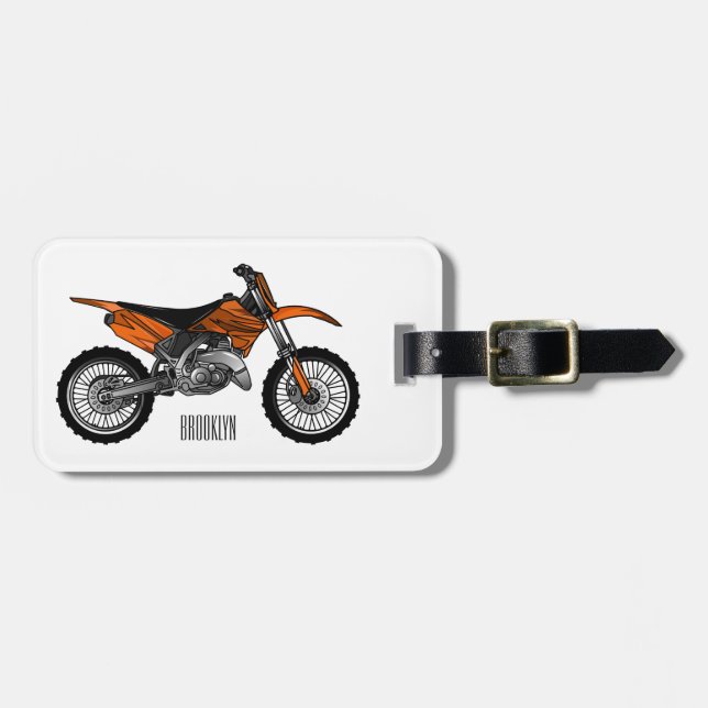 Étiquette À Bagage Vélo droit hors route moto / motocross dessin anim (Devant horizontal)