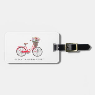 Étiquette À Bagage Vélo simple avec fleurs Cycliste personnalisé 
