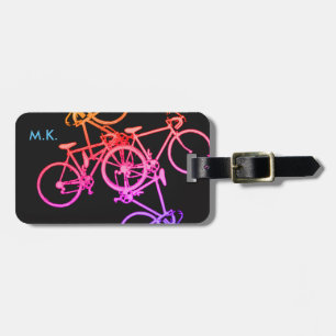 Étiquette À Bagage vélos colorés sur noir
