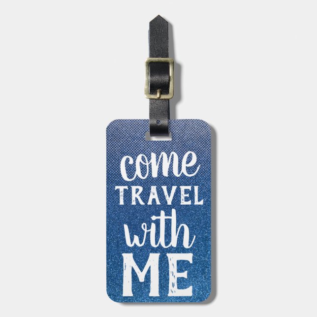 Étiquette À Bagage Venez Voyager avec moi fille Parties scintillant O (Devant Vertical)