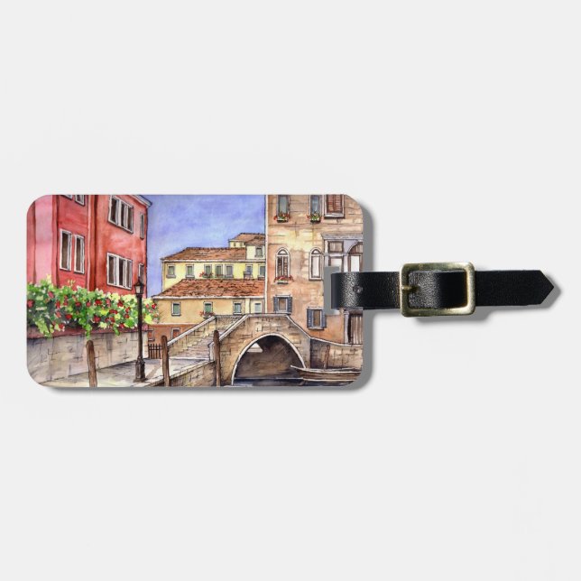 Étiquette À Bagage Venise - Stylo & Laver Aquarelle (Devant horizontal)