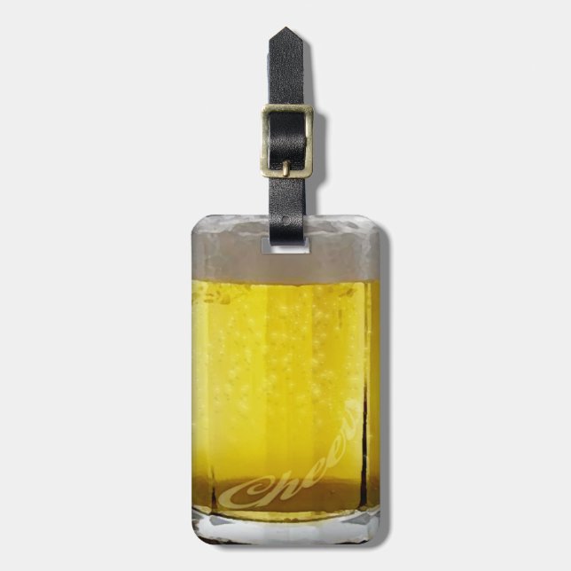 Étiquette À Bagage Verre de bière drôle personnalisé (Devant Vertical)