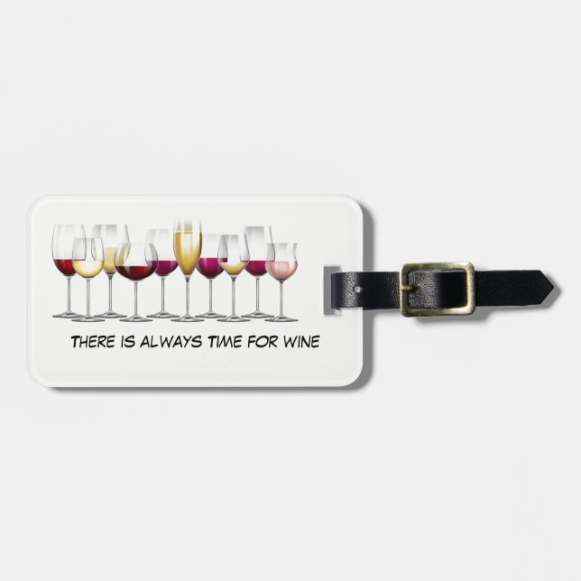 Étiquette À Bagage Verres de vin illustrés avec du vin (Devant horizontal)