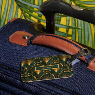 Étiquette À Bagage Vert émeraude et or Gatsby Art Déco 