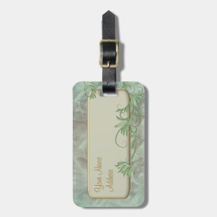 Étiquette À Bagage Vert Floral Flourissant Accent Travel Tags 2 faces