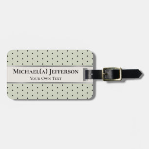 Étiquette À Bagage Vert sauge pastel doux et élégant pois noir