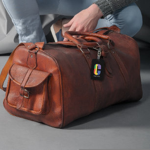 Étiquette À Bagage Vert violet jaune rouge Monogramme initial C noir