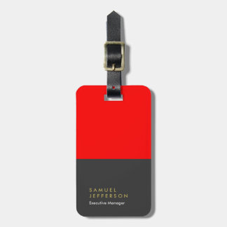 Étiquette À Bagage Vertical noir rouge professionnel plaine moderne