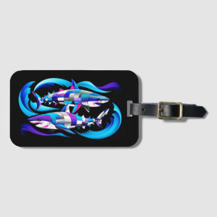 Étiquette À Bagage Vibrant grand requin blanc