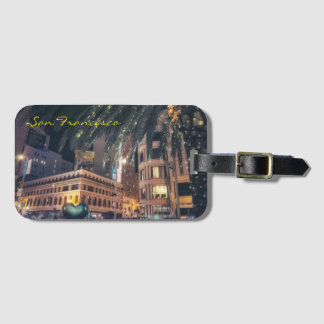 Étiquette À Bagage Vibrant Nighttime San Francisco with Palm Tree