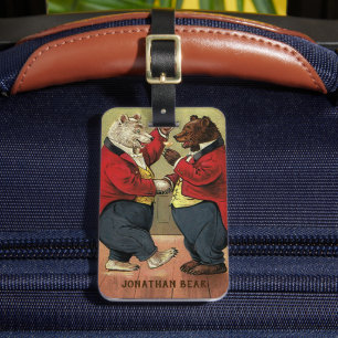 Étiquette À Bagage Victorien vintage Joyeux, Gay, Ours Danseurs