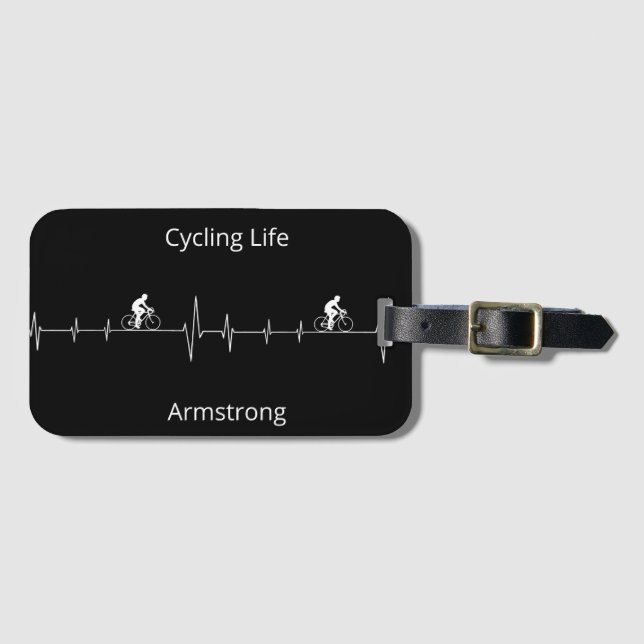 Étiquette À Bagage Vie cyclable, Heartbeat personnalisable (Devant Horizontal)
