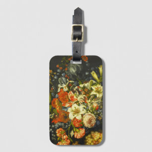 Étiquette À Bagage Vie morte avec fleurs et fruits