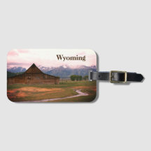 Vieille étiquette de bagage de grange du Wyoming