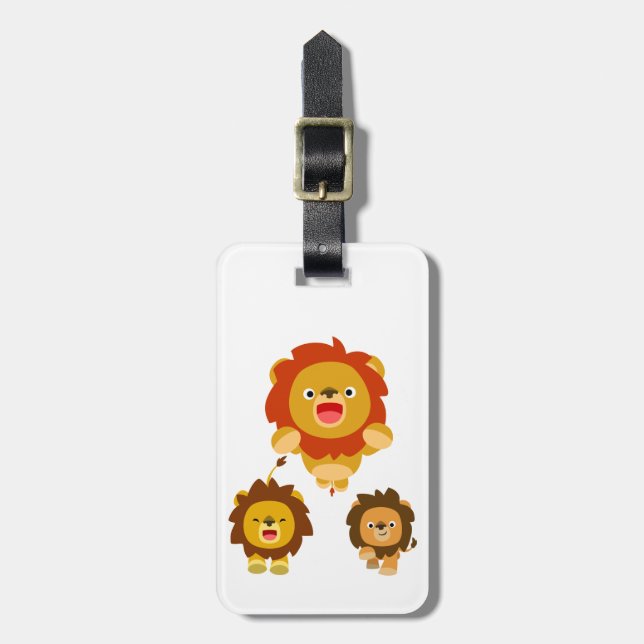 Étiquette À Bagage 'Viens ! ! ' Balise trois mignons Lions de dessin (Devant Vertical)