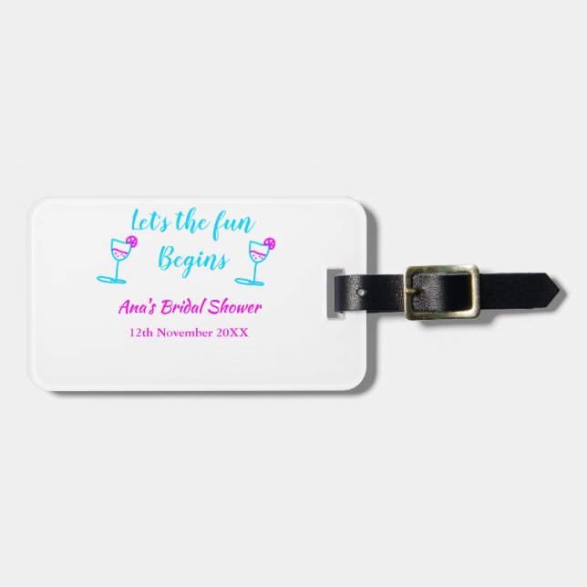 Étiquette À Bagage Vigne rose bleue vitre nuptiale douche Commençons  (Devant horizontal)