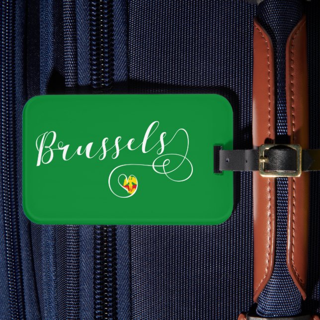 Étiquette À Bagage Ville de Bruxelles Drapeau au coeur (Insitu Rectoal 4)