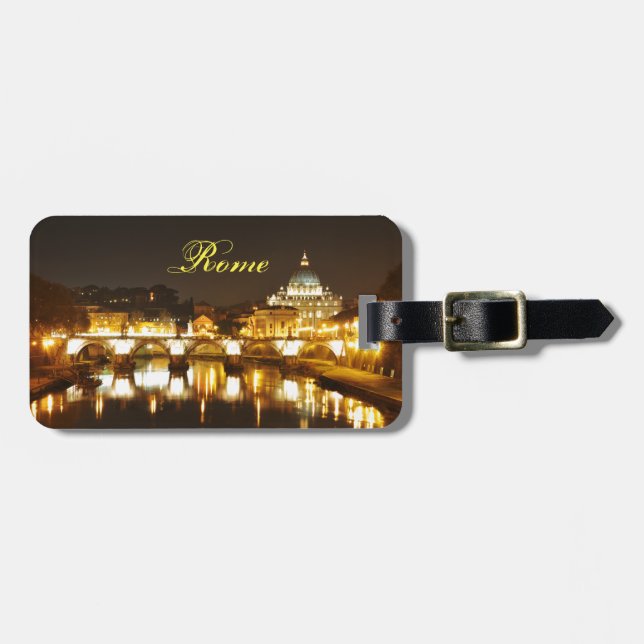 Étiquette À Bagage Ville du Vatican, Rome, Italie la nuit (Devant horizontal)