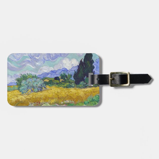 Étiquette À Bagage Vincent Van Gogh - Champ de blé avec cyprès (Devant horizontal)