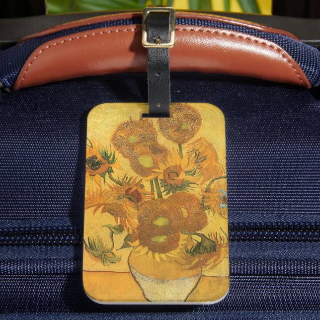 Étiquette À Bagage Vincent van Gogh - Vase avec quinze tournesols (Insitu Rectoal 2)