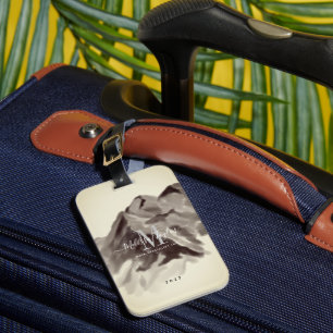 Étiquette À Bagage Vintage Aquarelle Monogramme