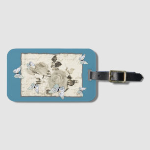 Étiquette À Bagage Vintage avec papillons