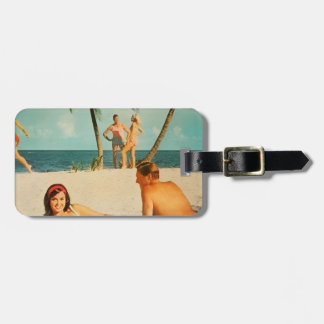 Étiquette À Bagage Vintage Beach Scene