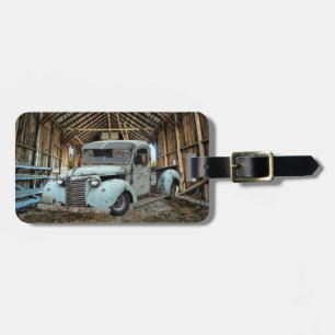 Étiquette À Bagage Vintage Blue Truck Rustic Grange