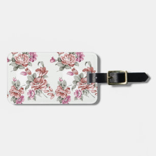 Étiquette À Bagage Vintage Chic Fleurs Féminines Érodées