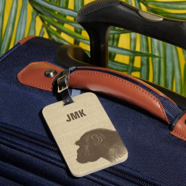 Étiquette À Bagage Vintage Chimpanzee Illustration Personalized (Insitu Rectoal 1)