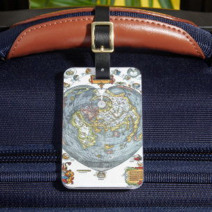 Étiquette À Bagage Vintage Coeur en forme d'antiquité carte du monde 