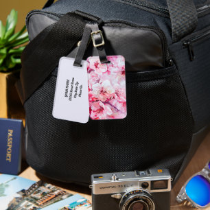 Étiquette À Bagage Vintage Fleur Pétale Rose Douce