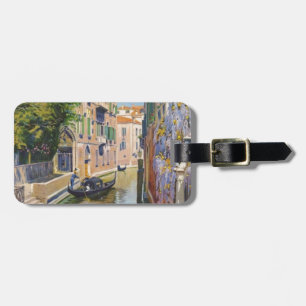 Étiquette À Bagage Vintage Grand Canal Gondolas Venise Italie Voyage