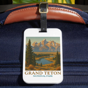 Étiquette À Bagage Vintage Grand Teton National Park Travel