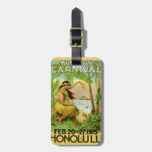 Étiquette À Bagage Vintage Hawaïen Voyage Hula Girl Aloha Caraïbes