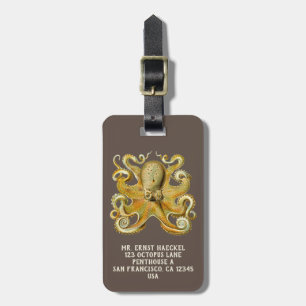 Étiquette À Bagage Vintage Kraken, Pieuvre Gamochonia, Ernst Haeckel