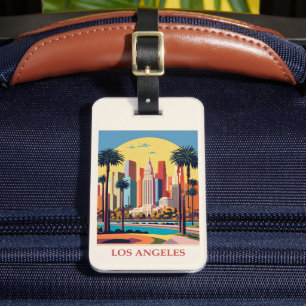 Étiquette À Bagage Vintage Los Angeles California City Skyline Travel