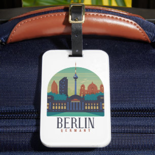 Étiquette À Bagage Vintage Minimal Berlin Allemagne Skyline Voyage